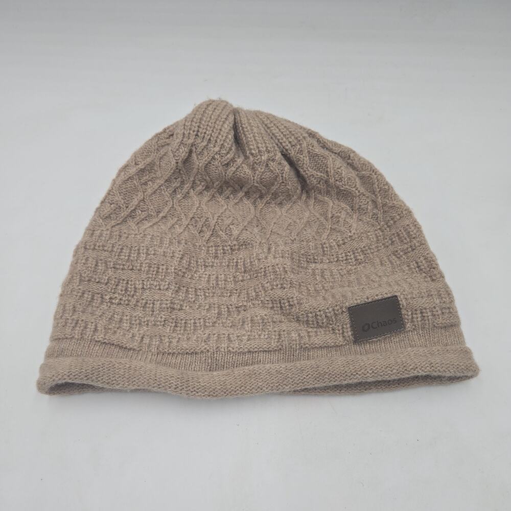 Chaos Cashmere / Merino Beanie Slouchy TAUPE Mini Cabled